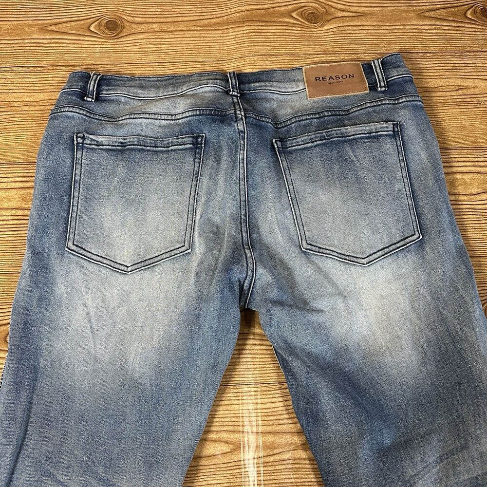Reason Denim Jeans Distressed Mulberry Moto Jeans Men’s Size 40 Hand Crafted - Picture 5 of 16